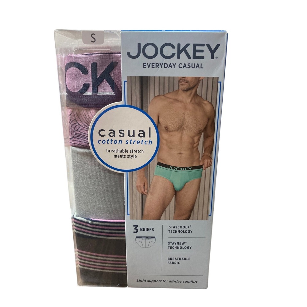 Jockey Men's‎ Briefs 3 Pack Small 28-30 Everyday Casual Cotton Stretch NIB